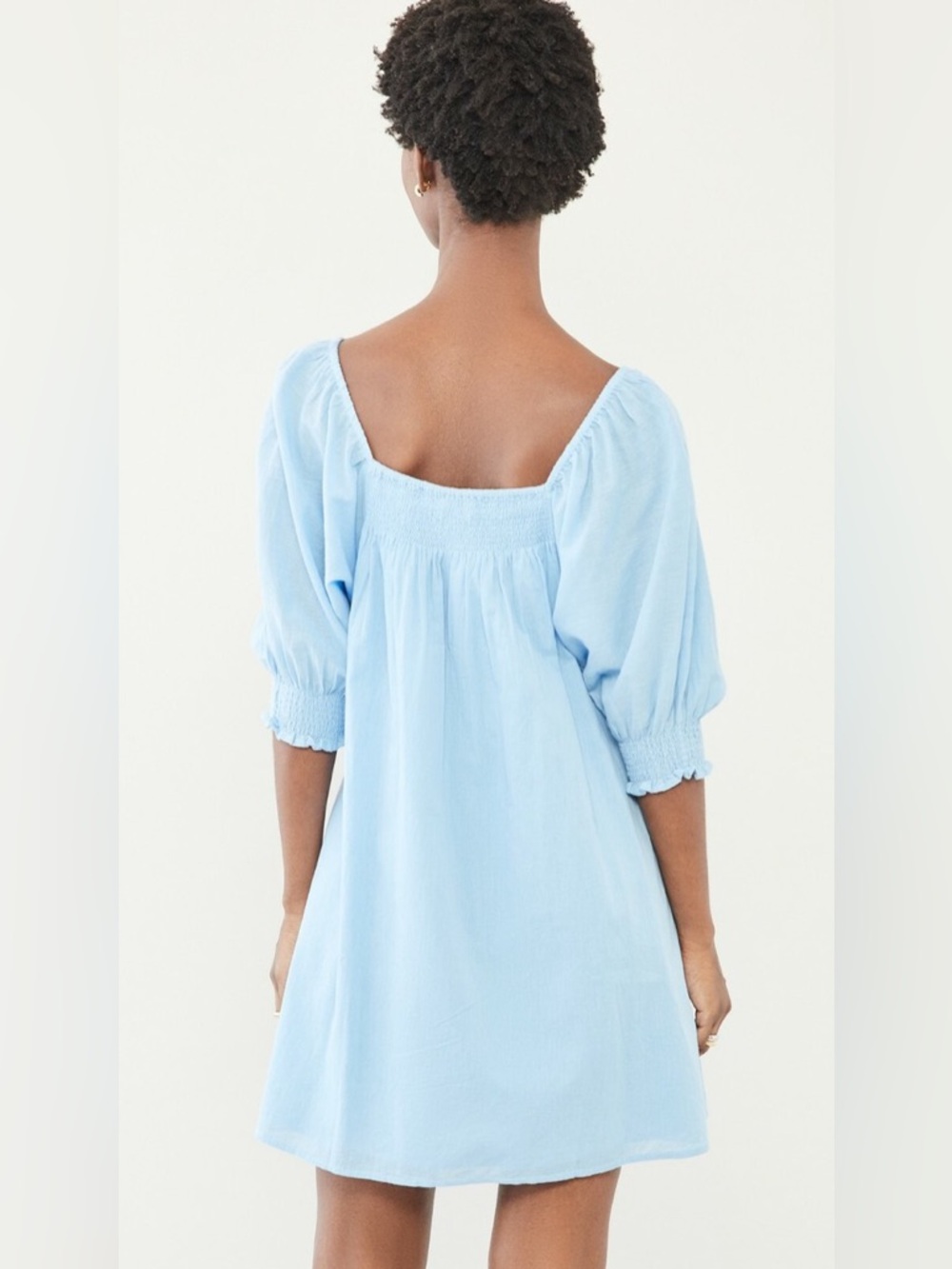 Apiece Apart Inacea Balloon Sleeve Dress XS sky blue organic cotton pockets - Picture 3 of 16